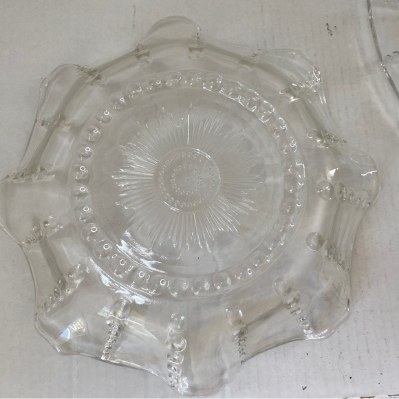 Federal Glass 𝅺Columbia Crystal 10” Ruffled Bowl and 11” Chop Plate - Picture 8 of 11
